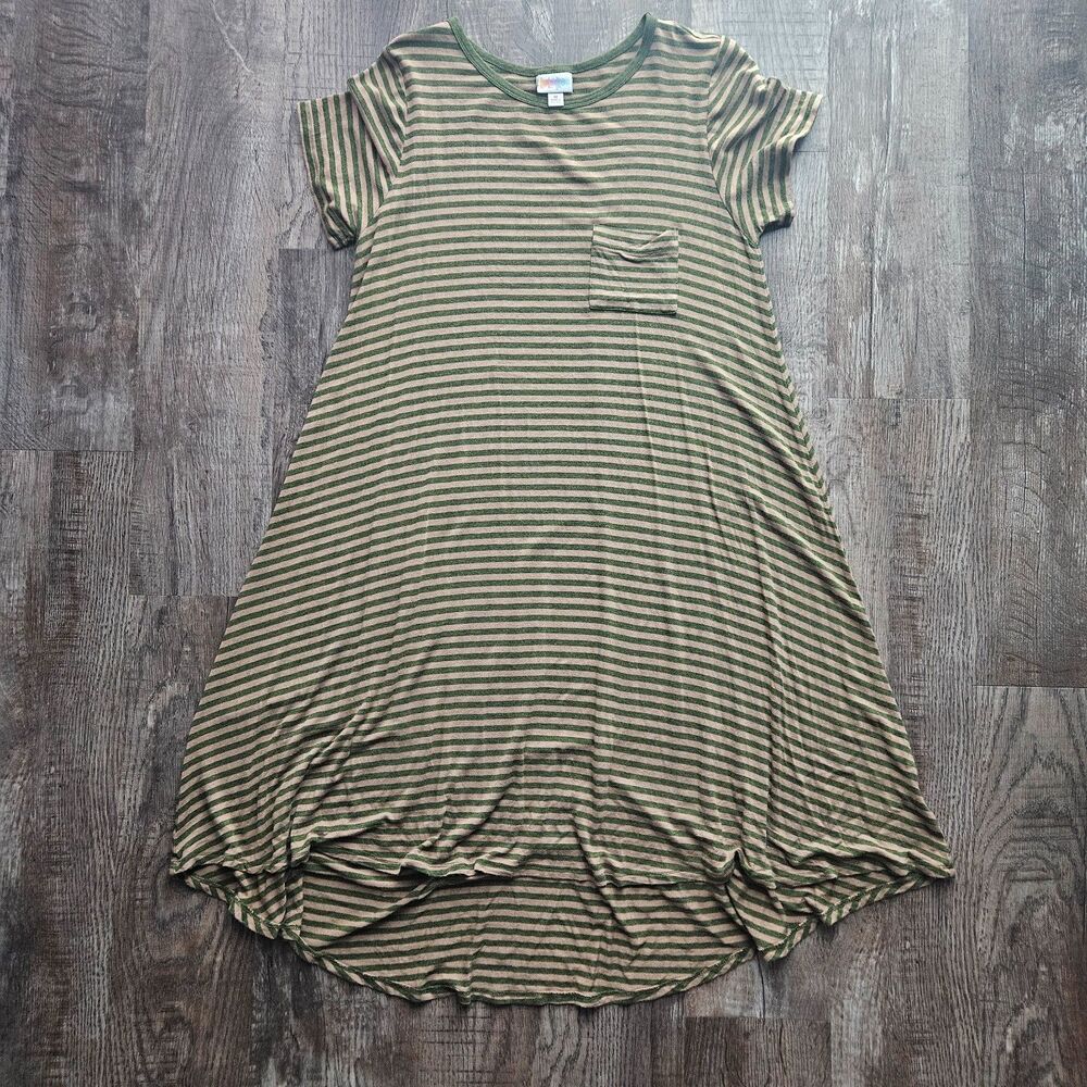 LuLaRoe Green & Tan Stripe Carly